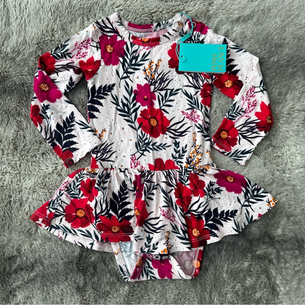 Posh Peanut long sleeve floral bodysuit twirl